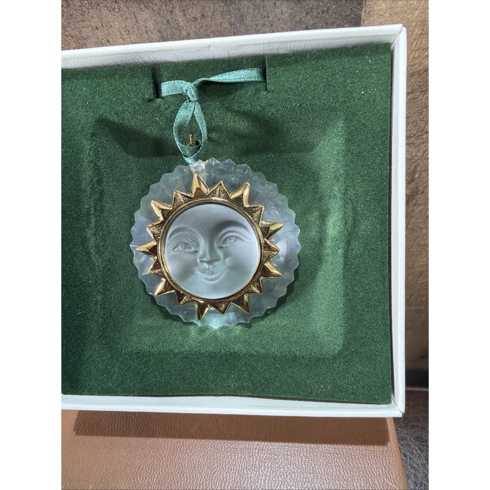 Swarovski Christmas Memories Sun Ornament 203082 Crystal Gold Face Box Cert Vtg